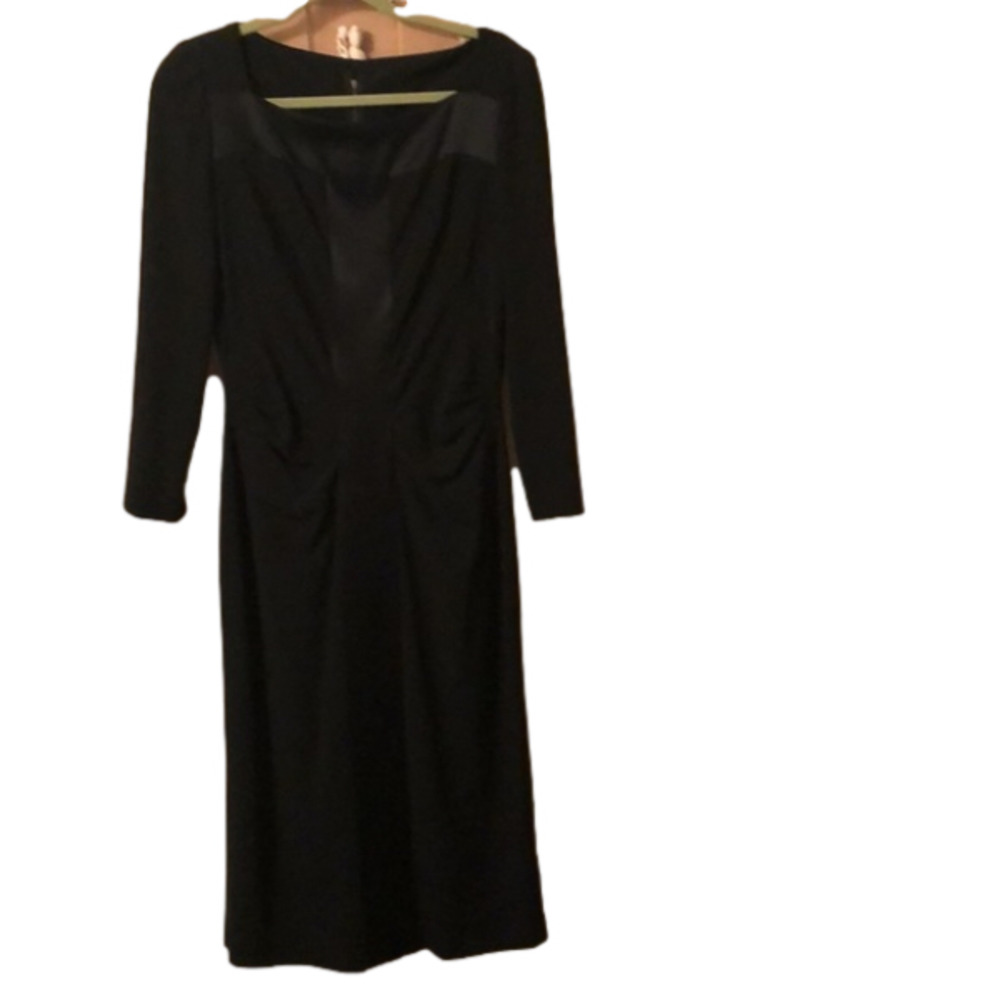 Vintage Black Dress with Satin & Ruching Details (Size 8?)